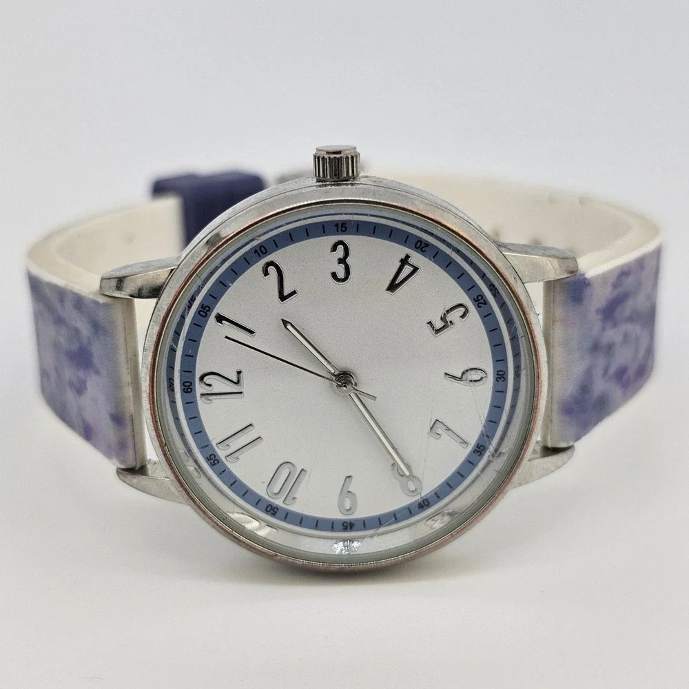 Women's Watch 35MM Gray Dial Floral Plastic Band‎ Straps New Battery